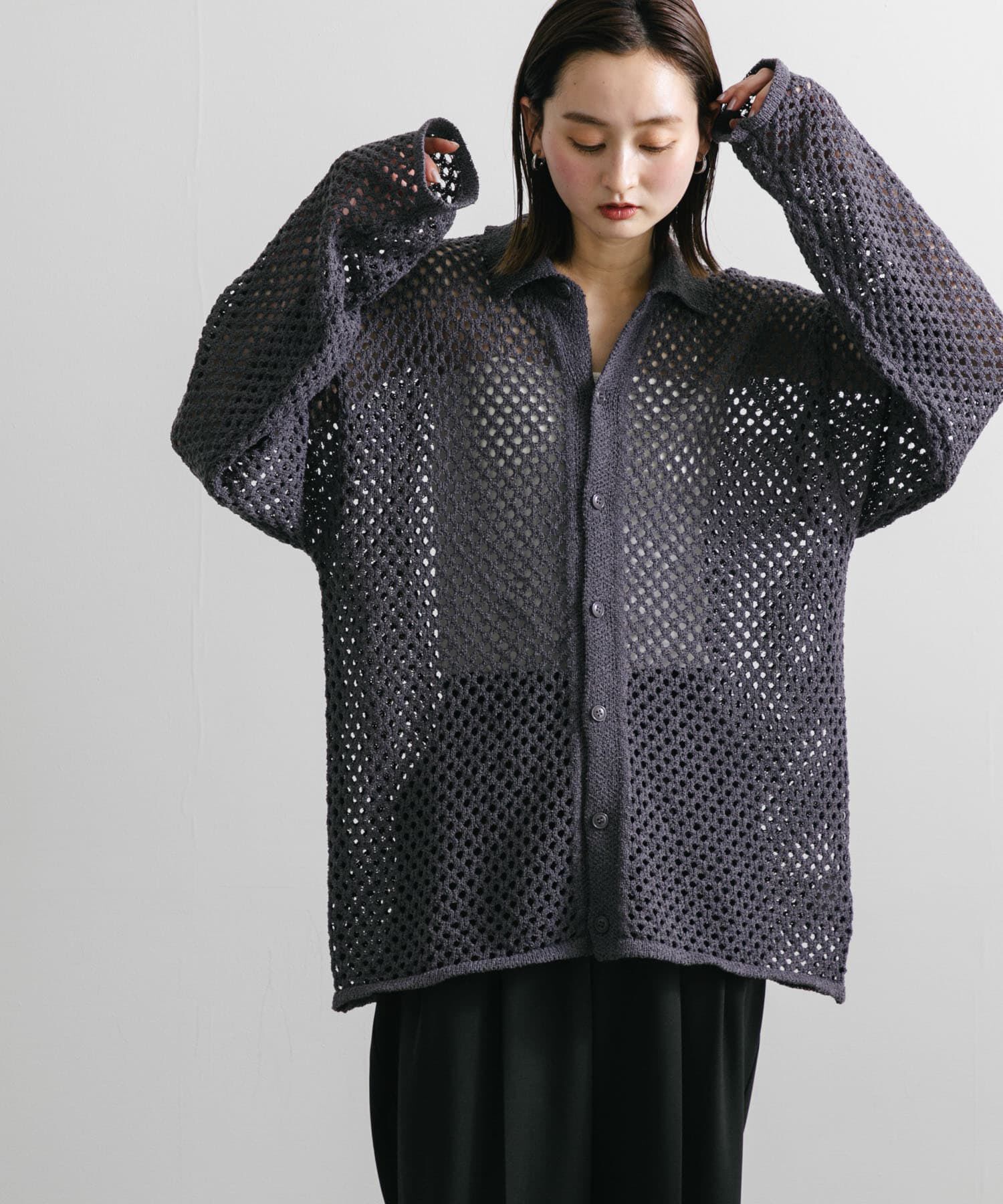 SENSE OF PLACE by URBAN RESEARCH「『ユニセックス』メッシュ衿付きカーディガン」|カーディガン|