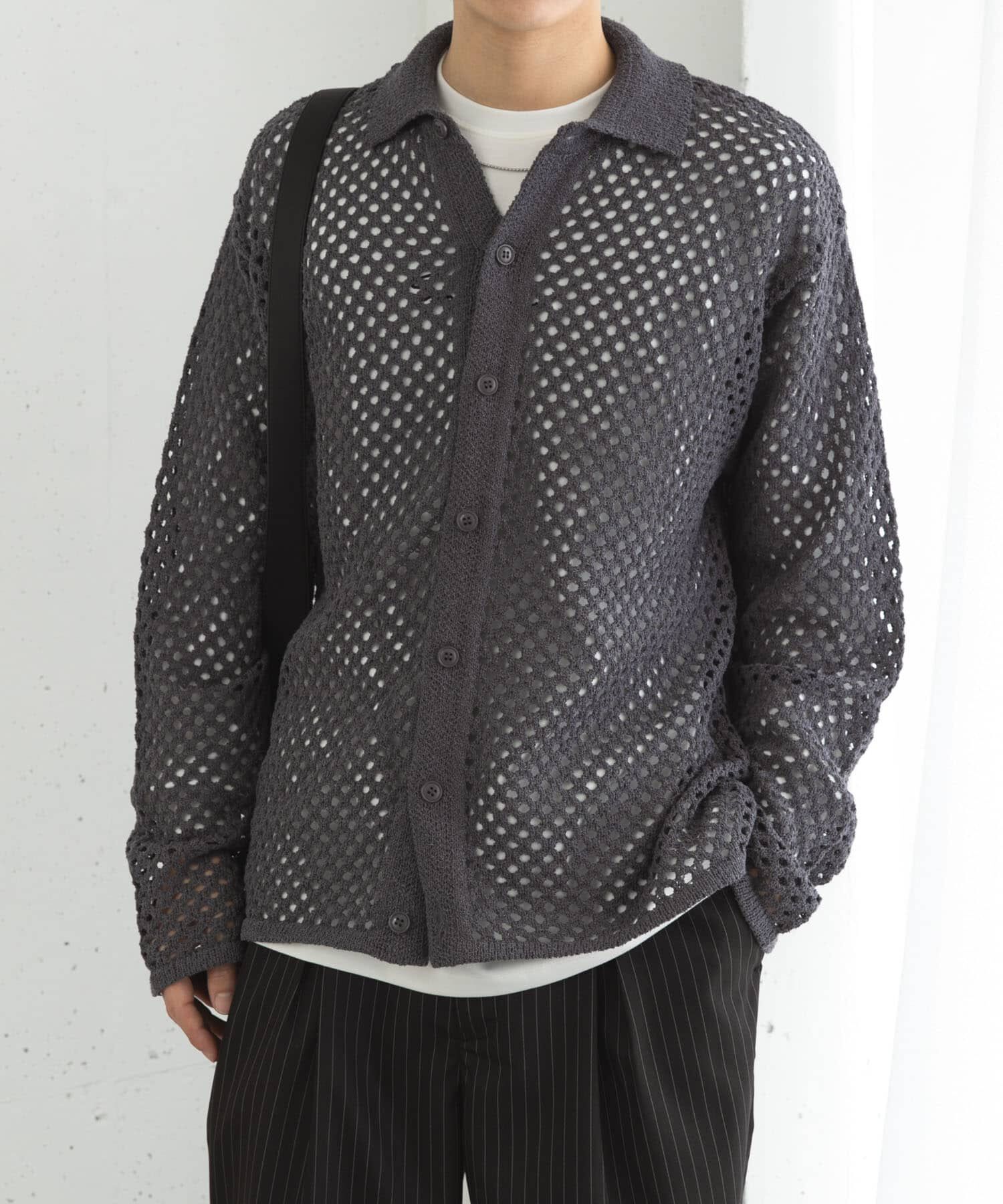 SENSE OF PLACE by URBAN RESEARCH「『ユニセックス』メッシュ衿付きカーディガン」|カーディガン|