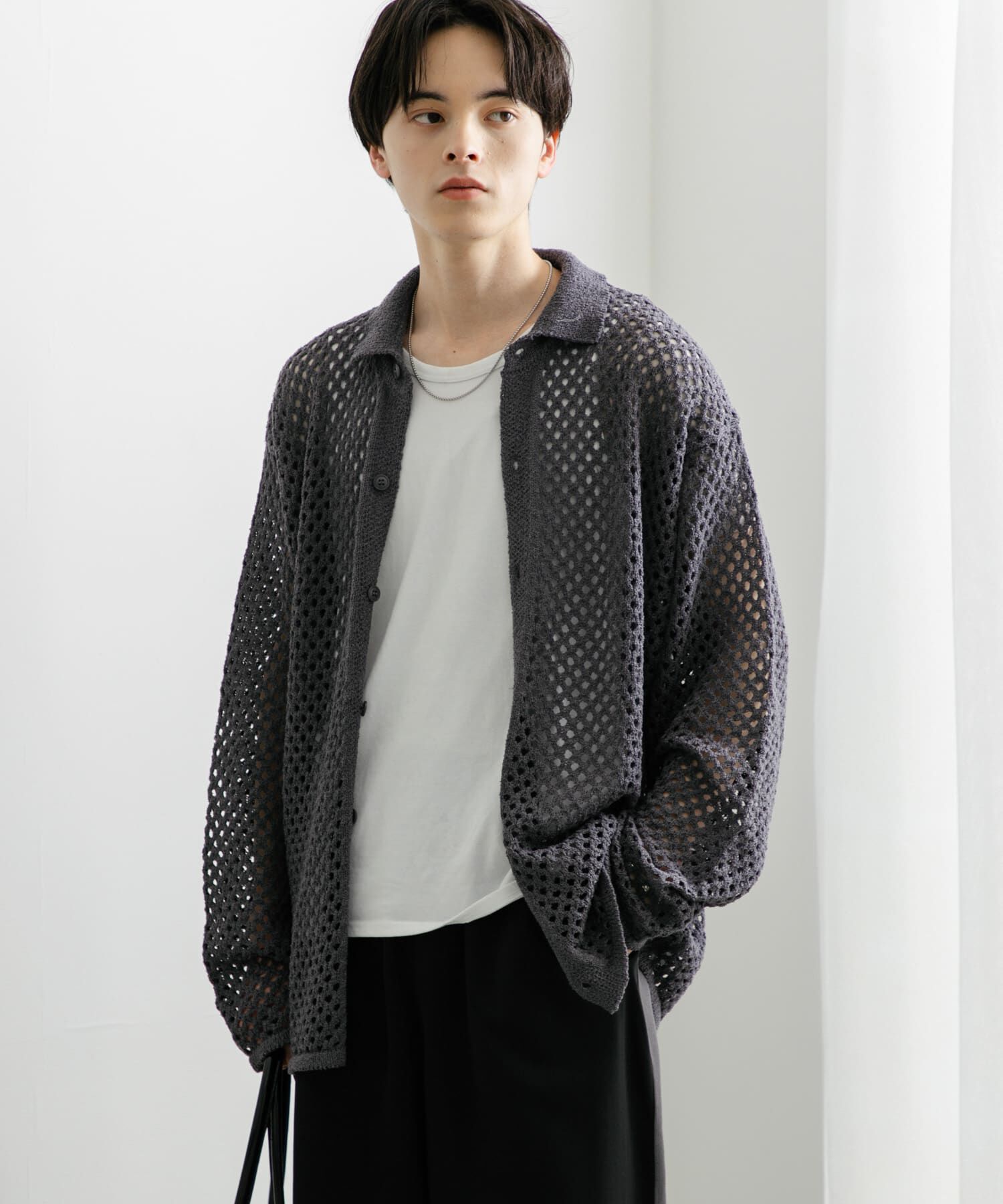 SENSE OF PLACE by URBAN RESEARCH「『ユニセックス』メッシュ衿付きカーディガン」|カーディガン|