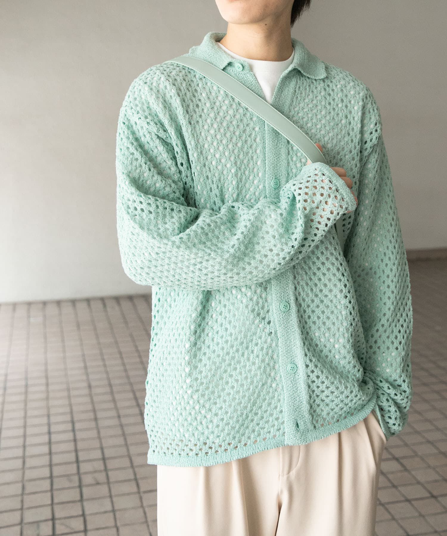 SENSE OF PLACE by URBAN RESEARCH「『ユニセックス』メッシュ衿付きカーディガン」|カーディガン|