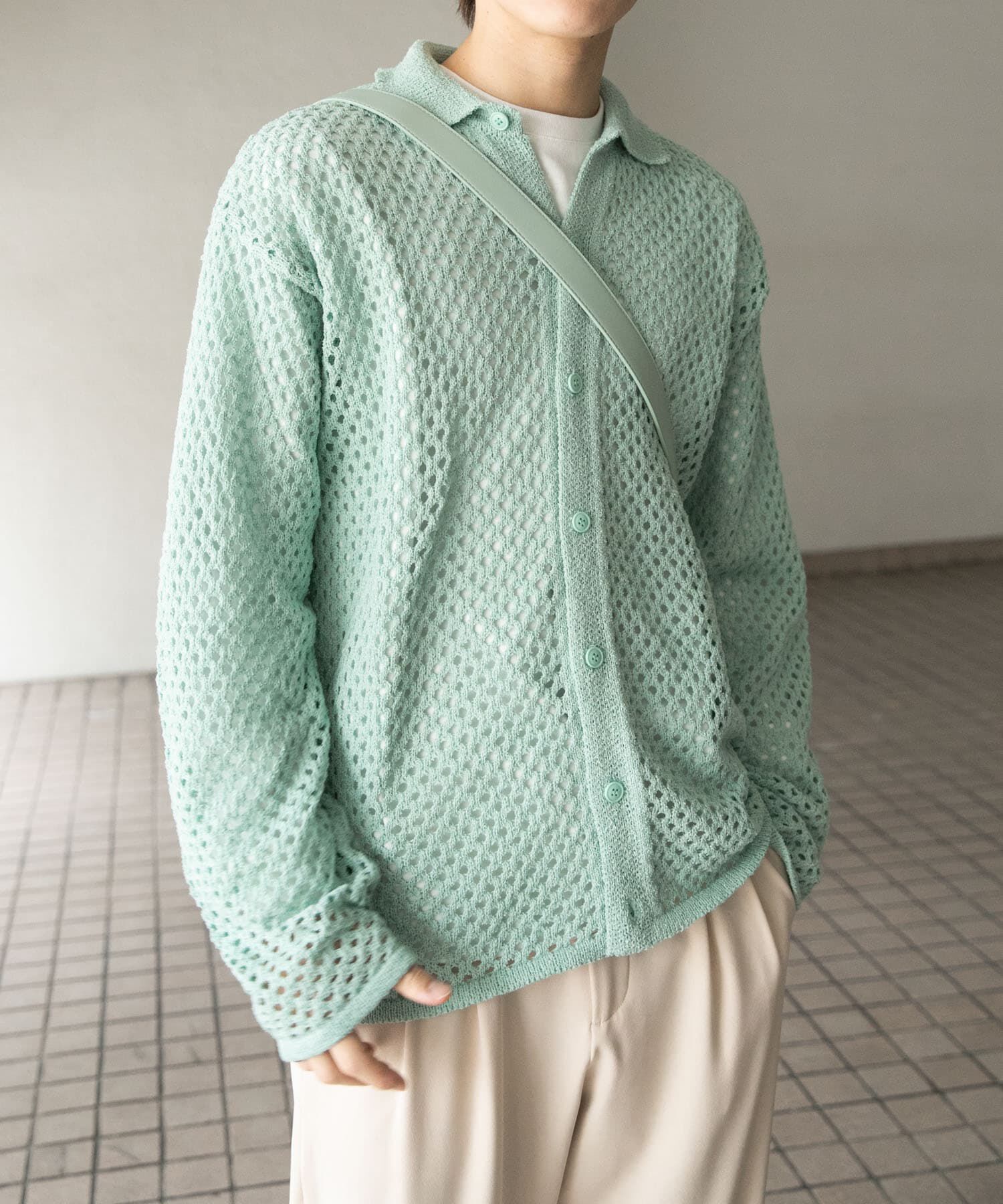 SENSE OF PLACE by URBAN RESEARCH「『ユニセックス』メッシュ衿付きカーディガン」|カーディガン|