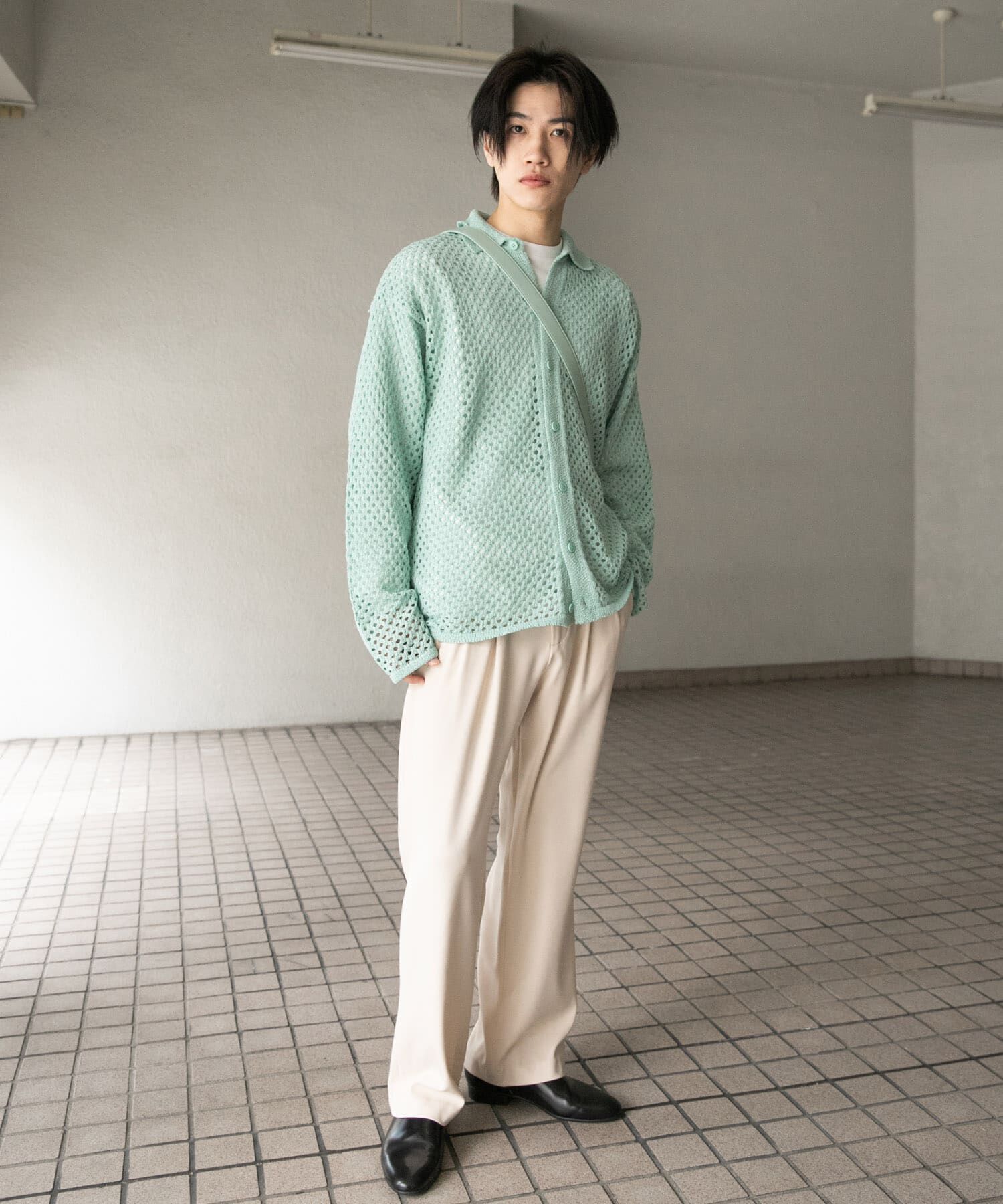 SENSE OF PLACE by URBAN RESEARCH「『ユニセックス』メッシュ衿付きカーディガン」|カーディガン|