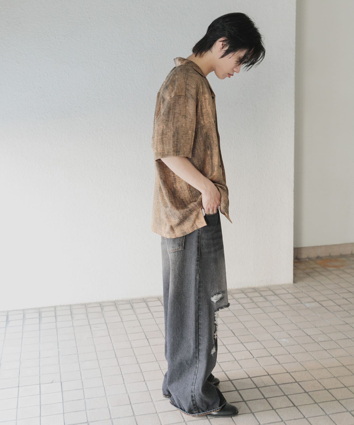 SENSE OF PLACE by URBAN RESEARCH「『ユニセックス』ダメージデニムワイドパンツ」|デニム|