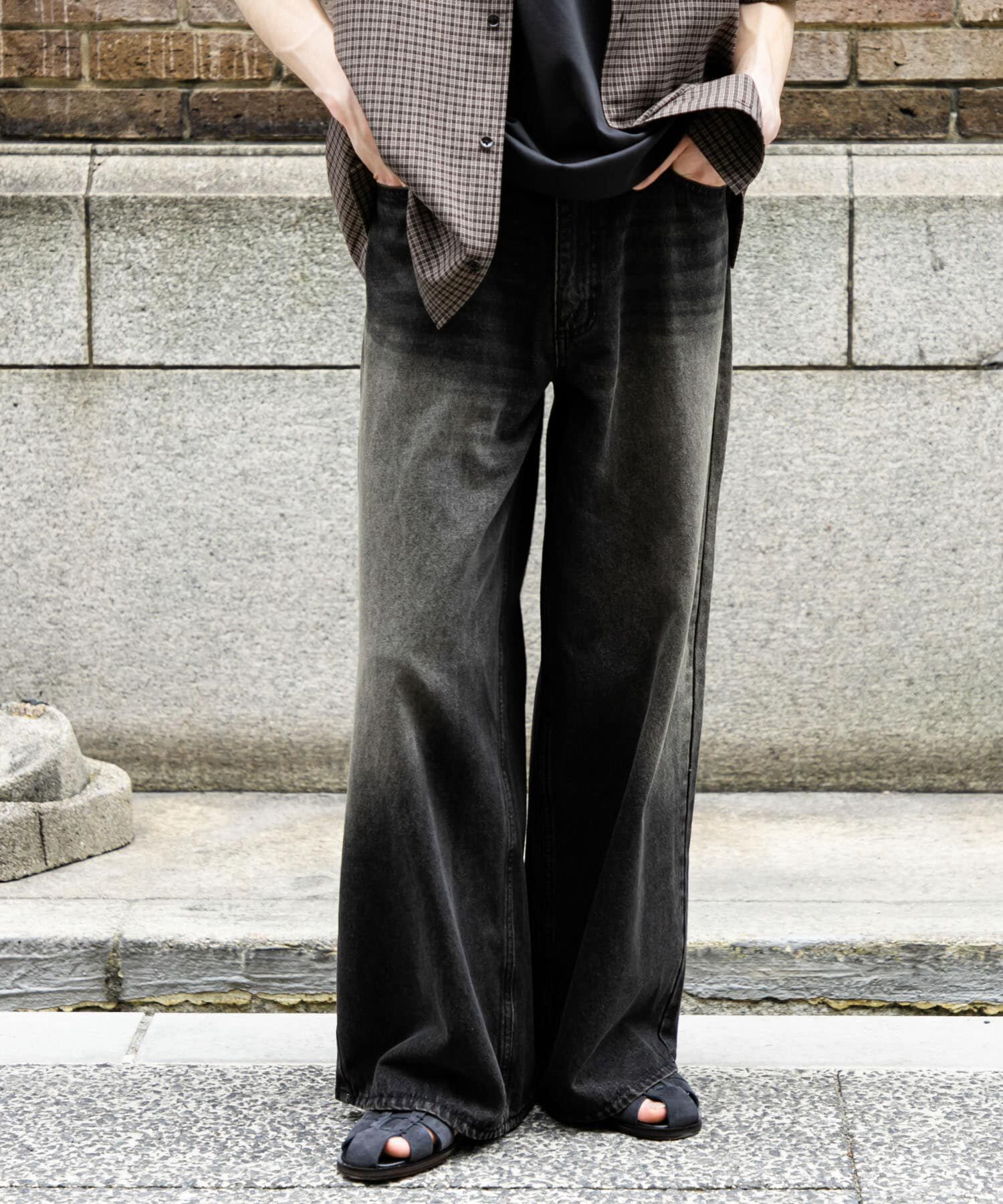 SENSE OF PLACE by URBAN RESEARCH「『ユニセックス』ヴィンテージライクデニムワイドパンツ」|デニム|