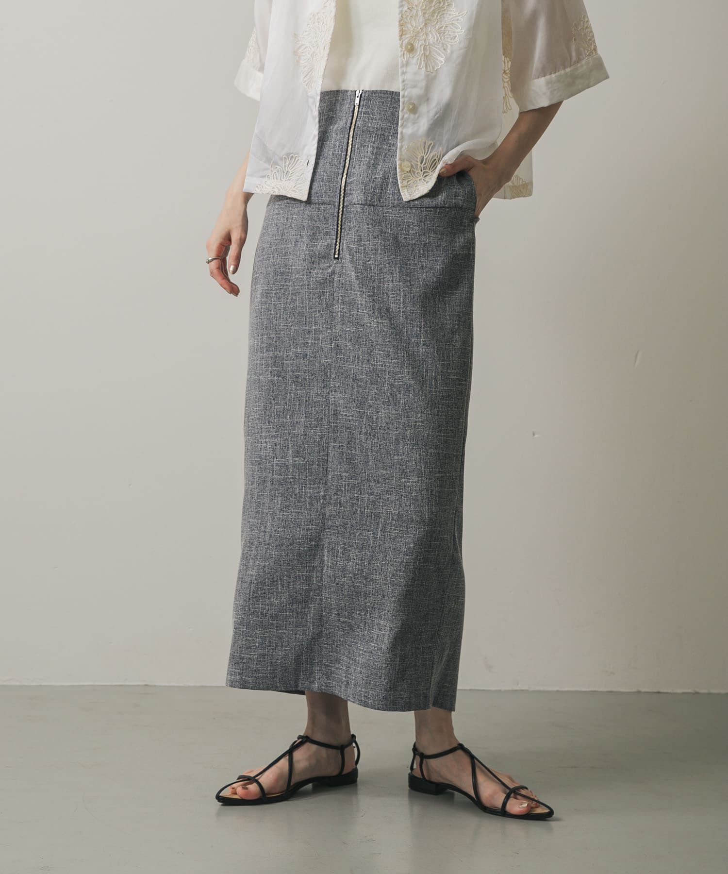 SENSE OF PLACE by URBAN RESEARCH「ツイードジップアイラインスカート」|スカート|ネイビー