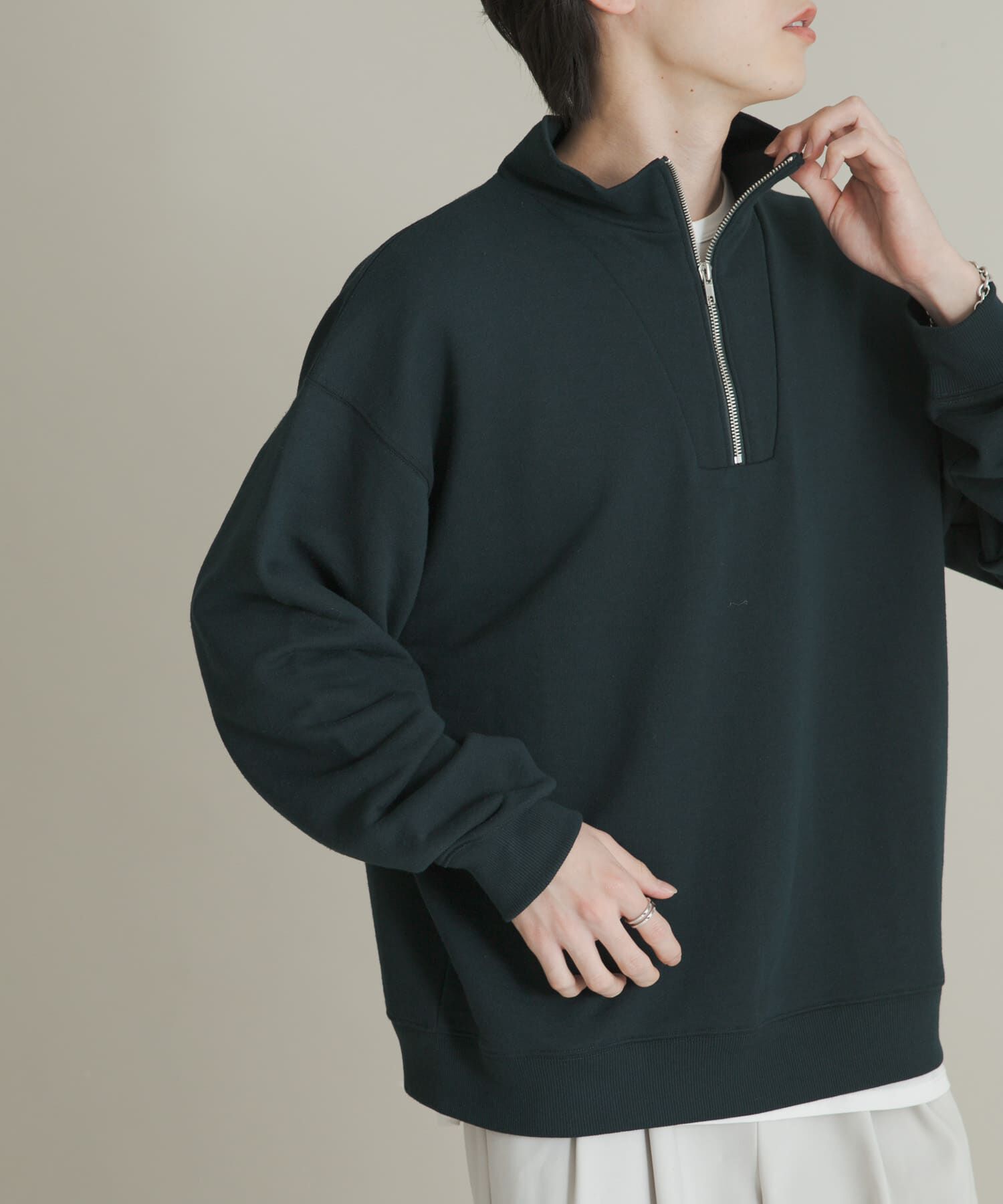 SENSE OF PLACE by URBAN RESEARCH「『一部WEB限定カラー』ハーフジップロングスリーブスウェット」|スウェット・ジャージ|グリーン