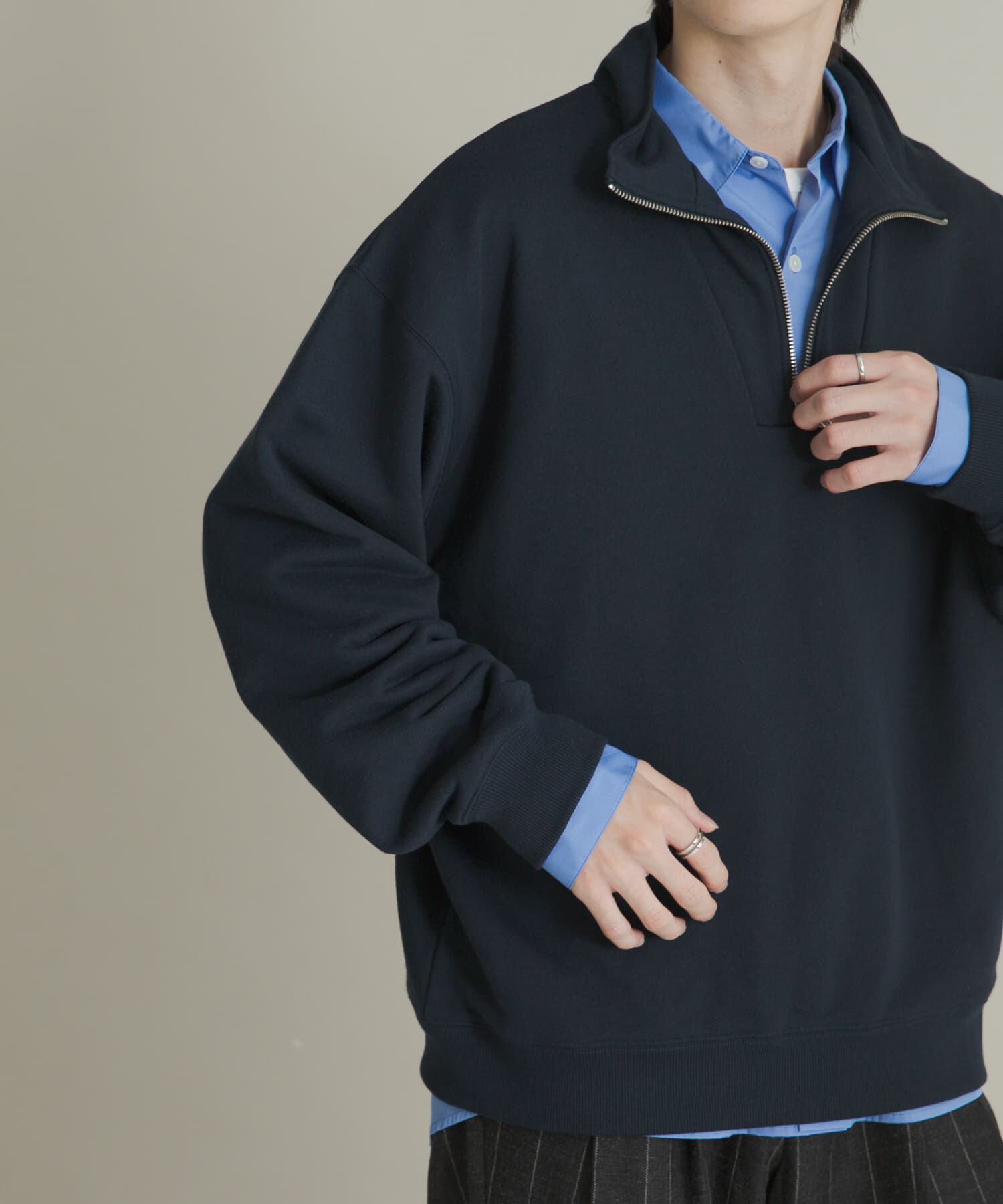 SENSE OF PLACE by URBAN RESEARCH「『一部WEB限定カラー』ハーフジップロングスリーブスウェット」|スウェット・ジャージ|ネイビー