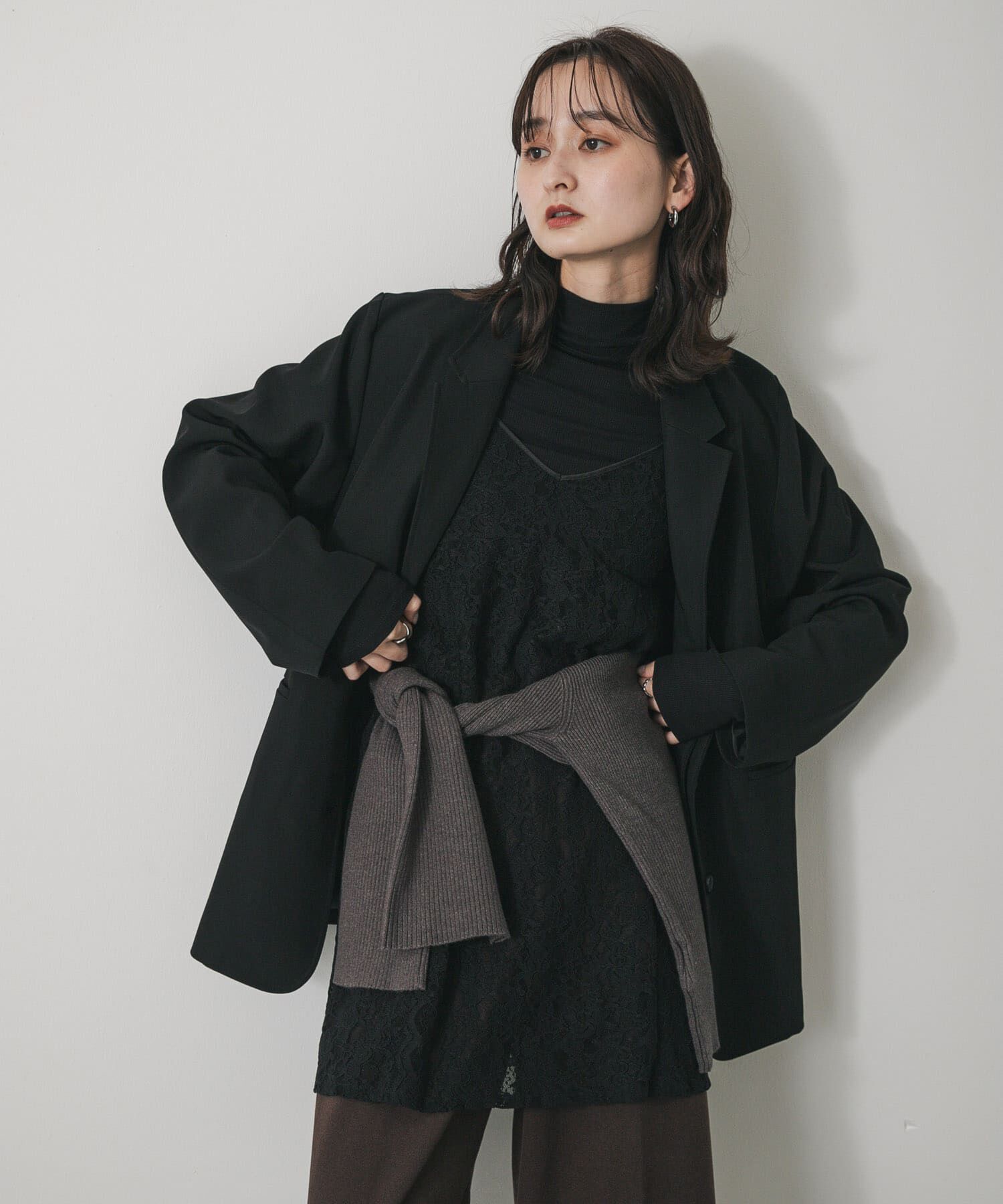 SENSE OF PLACE by URBAN RESEARCH「レースキャミチュニック」|キャミソール|ブラック