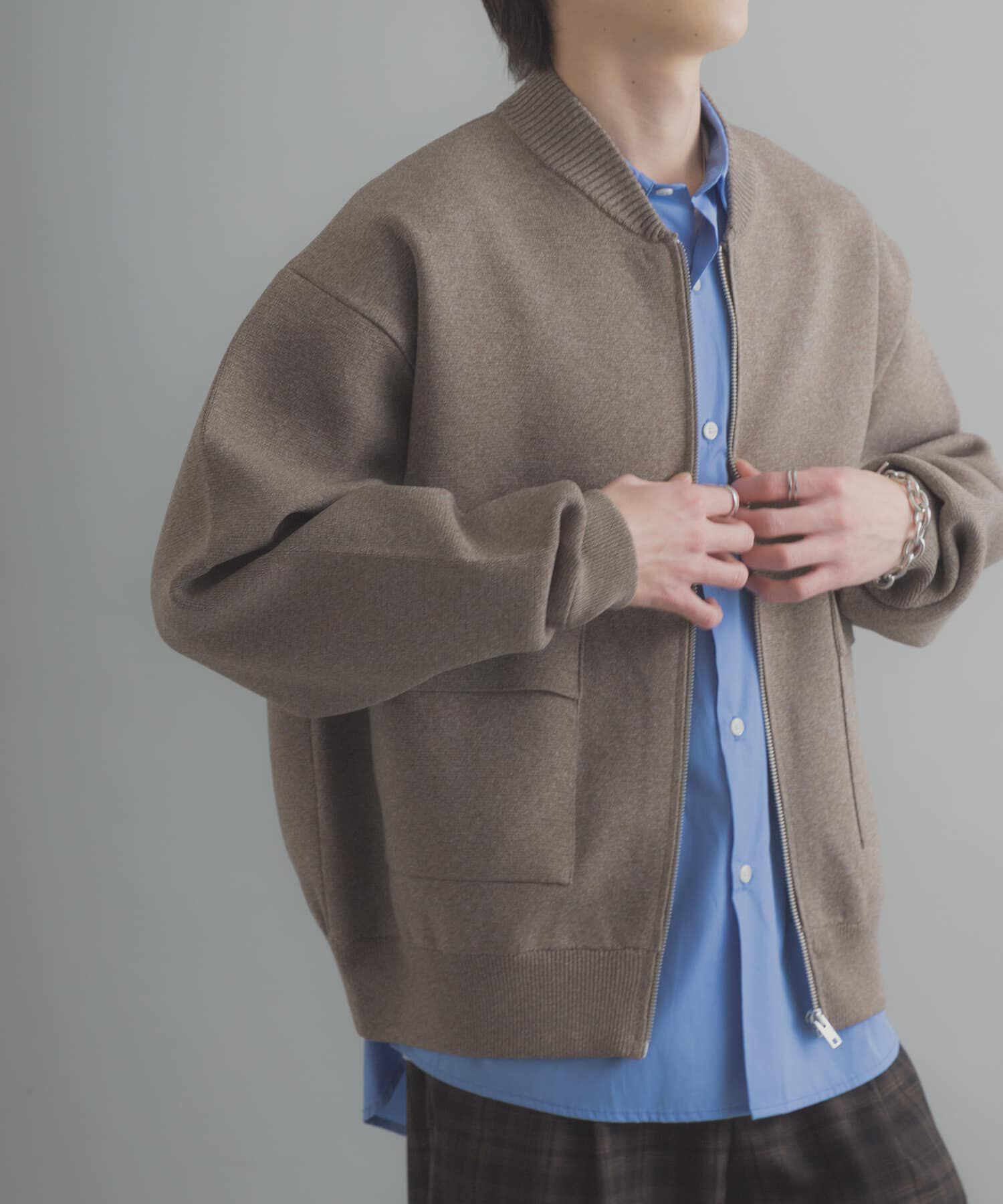 SENSE OF PLACE by URBAN RESEARCH「『洗濯可』ダブルポケットニットブルゾン」|ブルゾン・スタジャン|