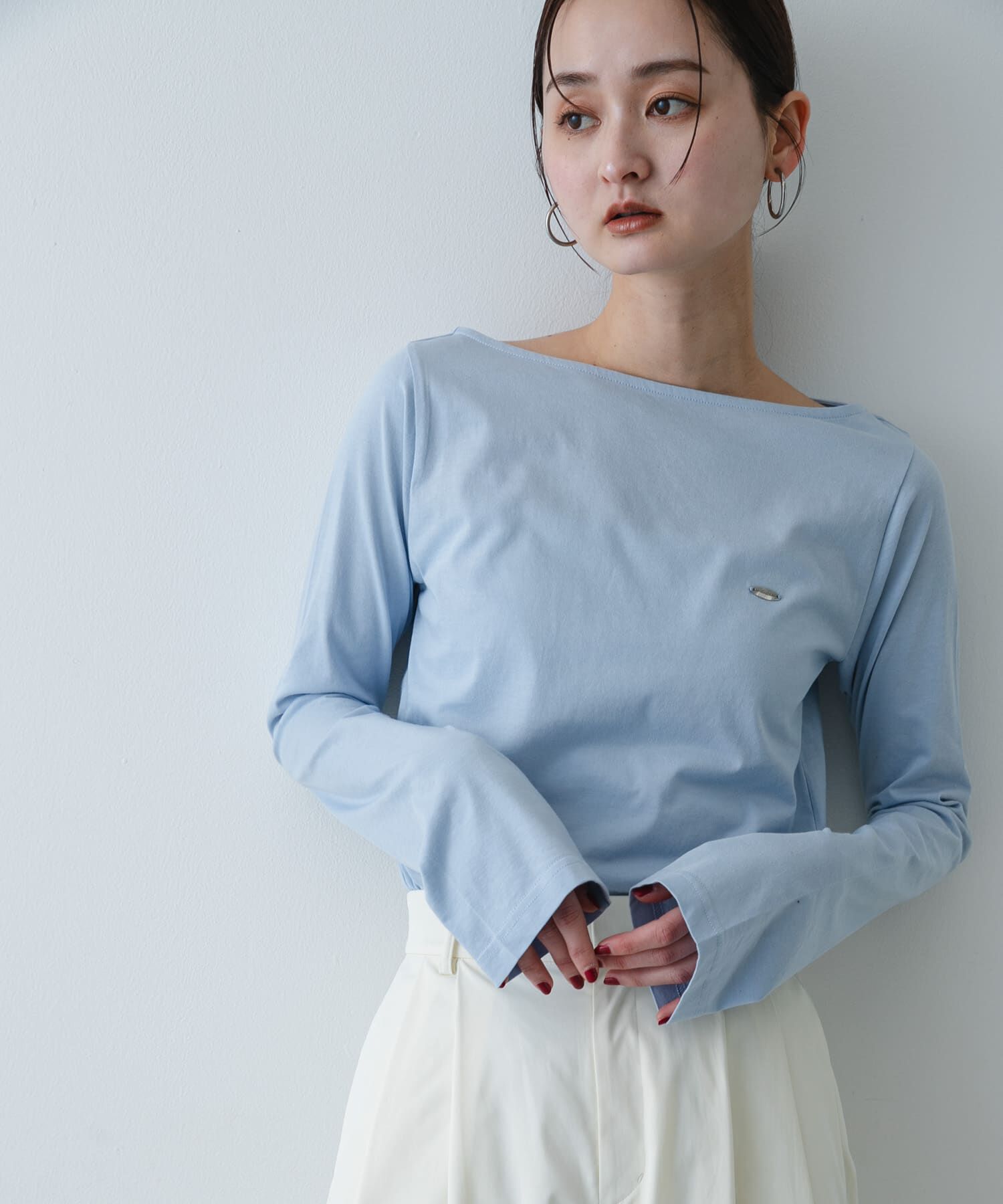 SENSE OF PLACE by URBAN RESEARCH「ストレートボートネックシアーTシャツ」|Tシャツ・カットソー|ライトブルー