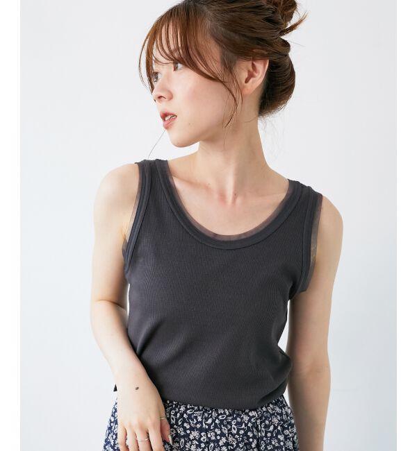  「《手洗い可能》ラメテレコタンクトップ」|タンクトップ|