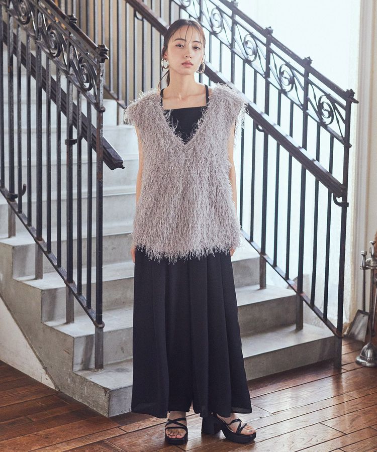 earth music&ecology「ふさふさベスト」|ベスト・ジレ|