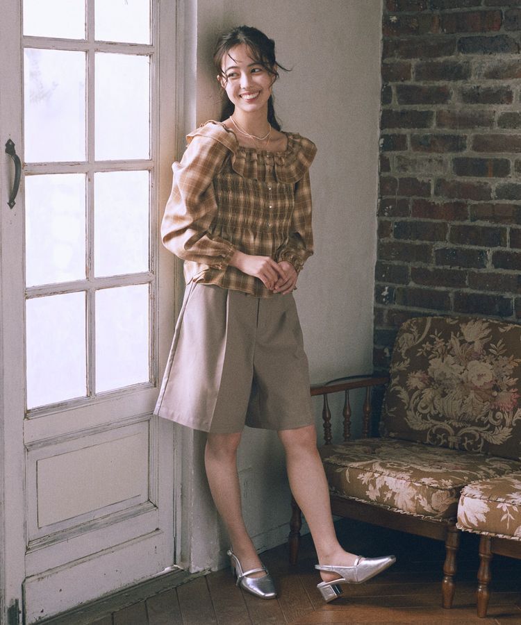 earth music&ecology「チェックシャーリングブラウス」|シャツ・ブラウス|