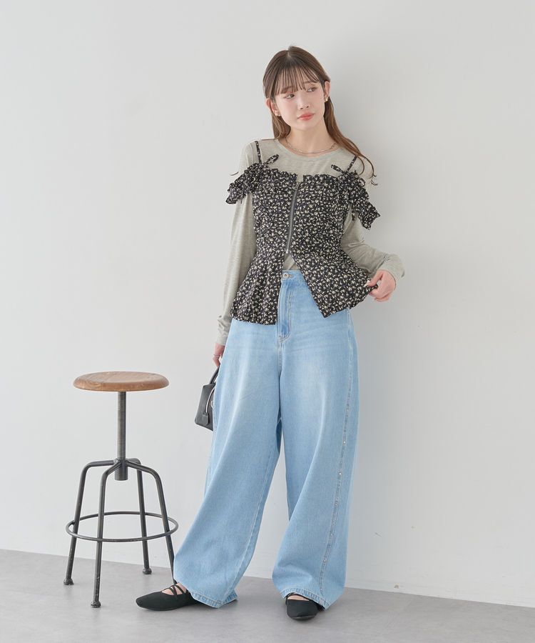 earth music&ecology「フラワーペプラムビスチェ」|ベスト・ジレ|