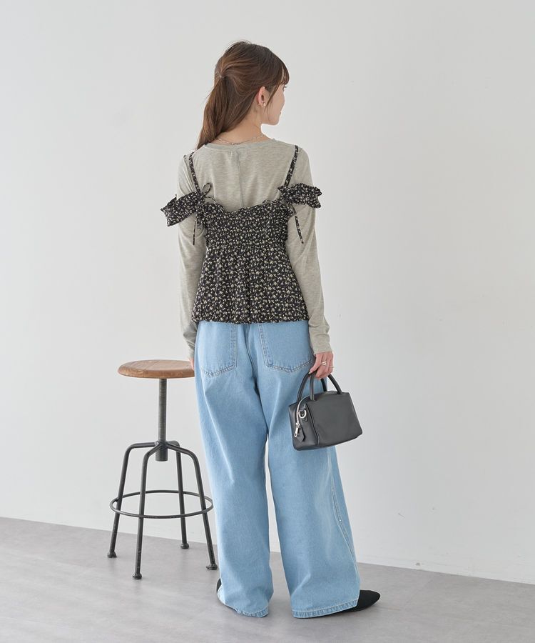 earth music&ecology「フラワーペプラムビスチェ」|ベスト・ジレ|