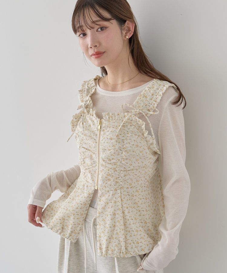 earth music&ecology「フラワーペプラムビスチェ」|ベスト・ジレ|