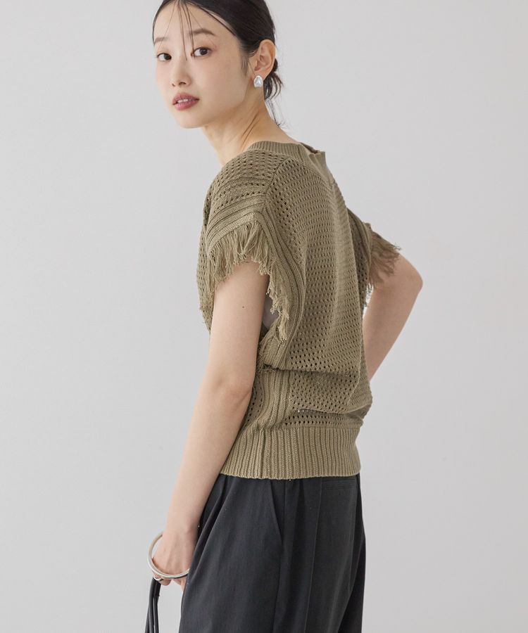 AMERICAN HOLIC「袖フリンジショート丈プルオーバー」|ニット・セーター|