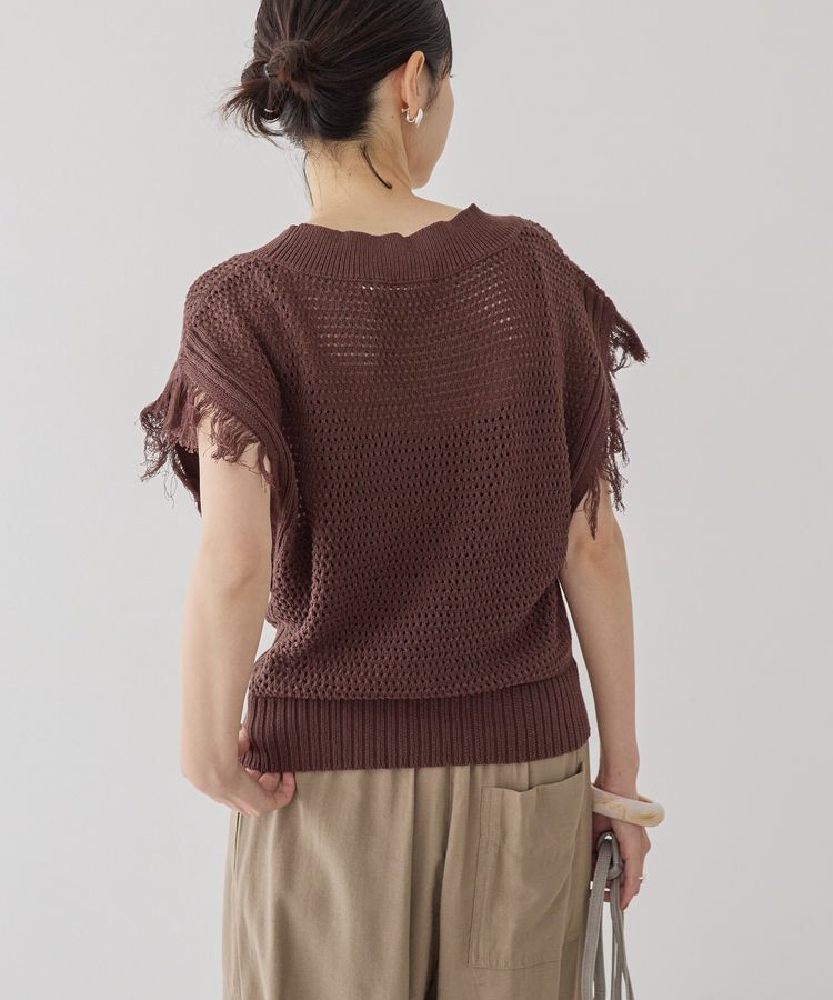 AMERICAN HOLIC「袖フリンジショート丈プルオーバー」|ニット・セーター|