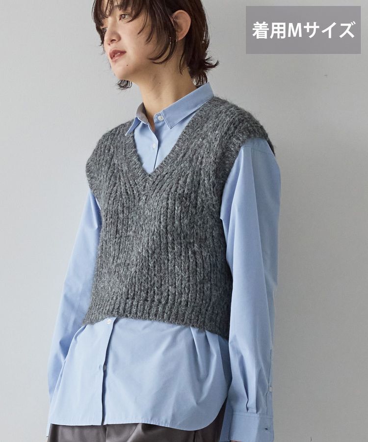 AMERICAN HOLIC「【選べる丈】甘編みニットベスト」|ベスト・ジレ|Charcoal Gray