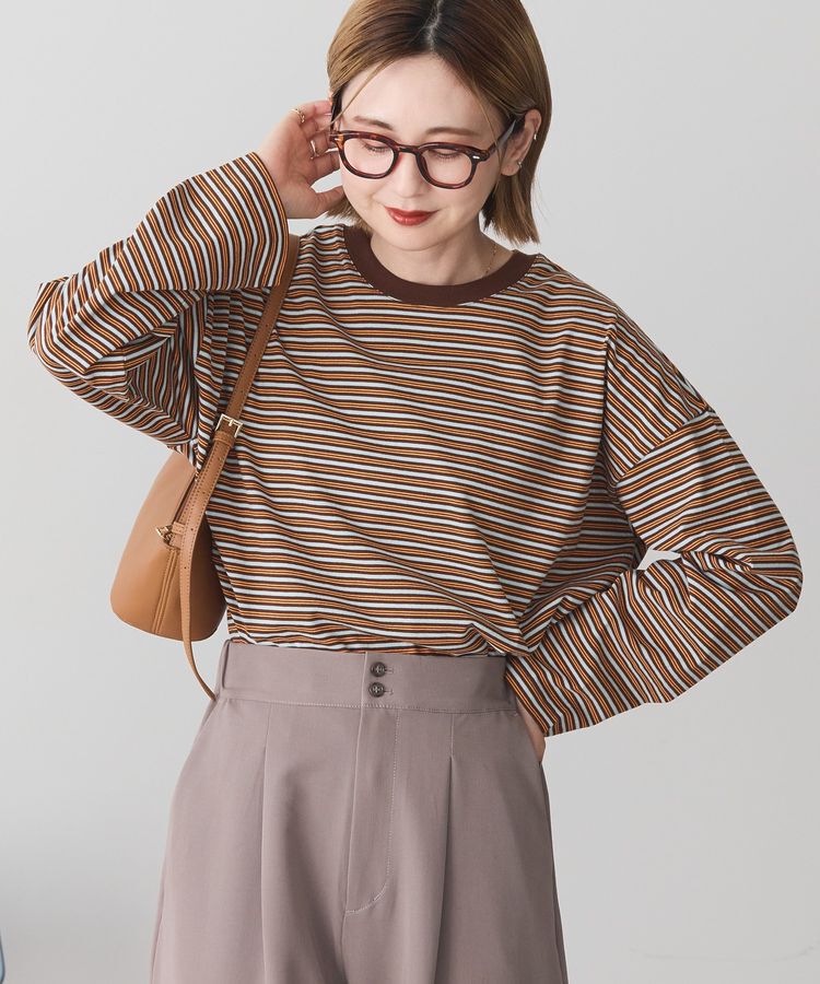 AMERICAN HOLIC「カラーボーダークロップド丈プルオーバー」|Tシャツ・カットソー|