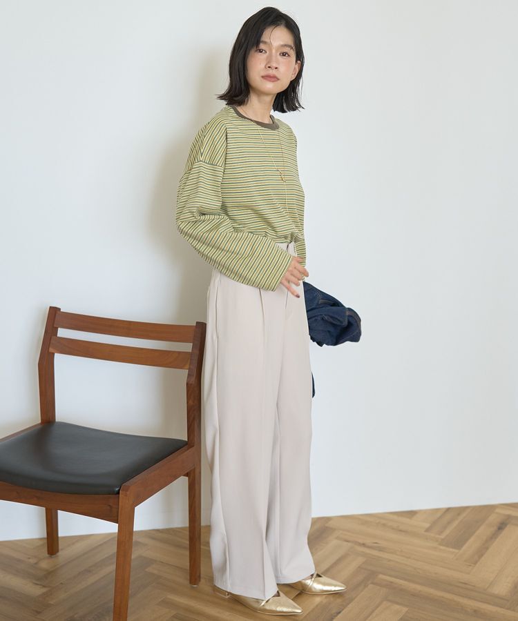 AMERICAN HOLIC「カラーボーダークロップド丈プルオーバー」|Tシャツ・カットソー|
