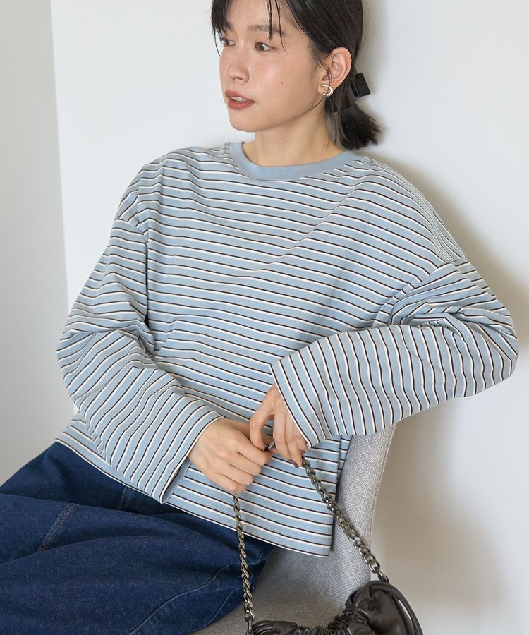 AMERICAN HOLIC「カラーボーダークロップド丈プルオーバー」|Tシャツ・カットソー|