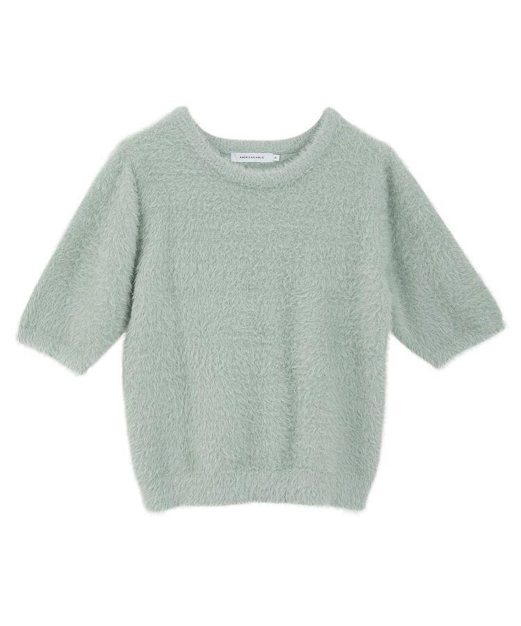 AMERICAN HOLIC「フェザー半袖ニットプルオーバー」|ニット・セーター|