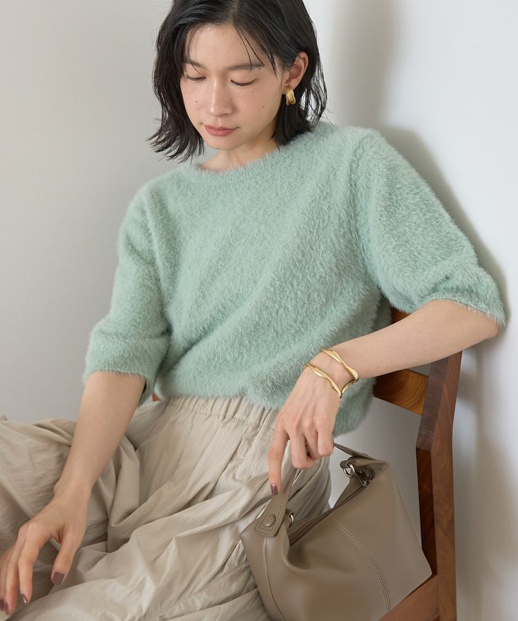 AMERICAN HOLIC「フェザー半袖ニットプルオーバー」|ニット・セーター|