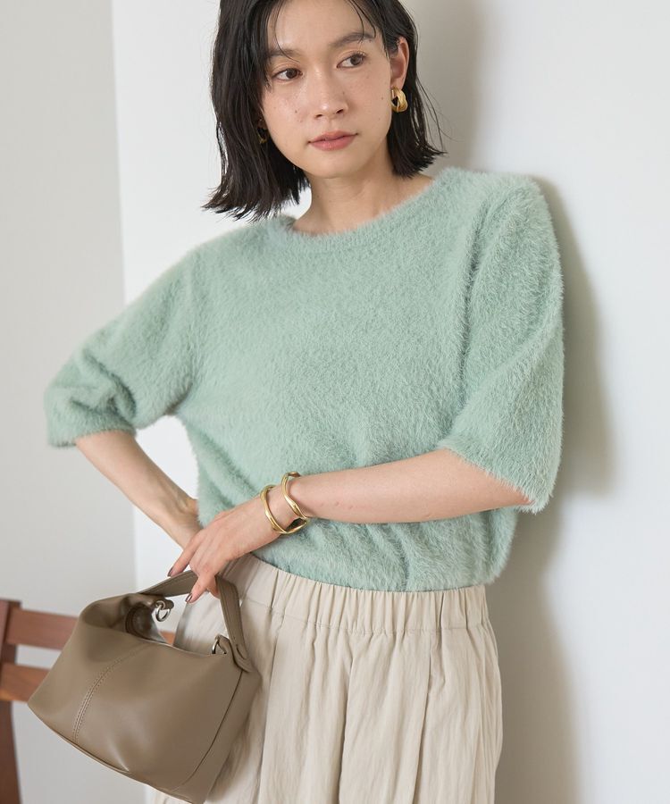 AMERICAN HOLIC「フェザー半袖ニットプルオーバー」|ニット・セーター|