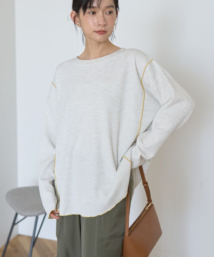 AMERICAN HOLIC「ワッフル配色メロープルオーバー」|Tシャツ・カットソー|Oatmeal