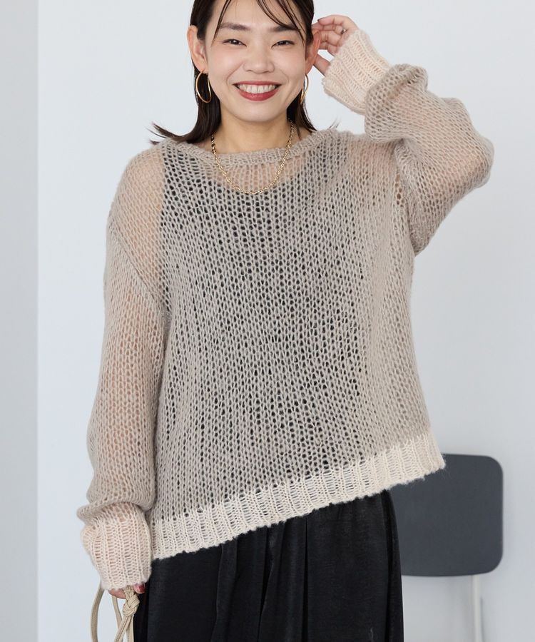 AMERICAN HOLIC「モヘアライク配色ニットプルオーバー」|ニット・セーター|