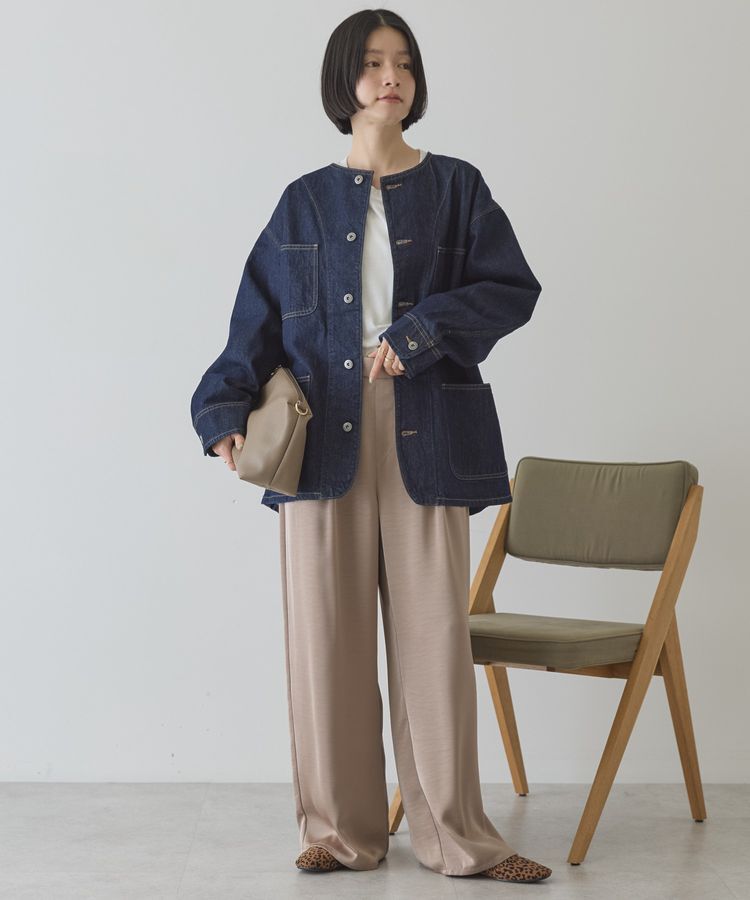 AMERICAN HOLIC「ノーカラーデニムカバーオール」|テーラードジャケット|