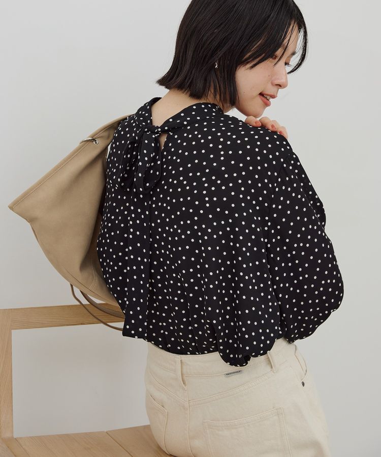 AMERICAN HOLIC「【イージーケア】ドット柄ボウタイブラウス」|シャツ・ブラウス|