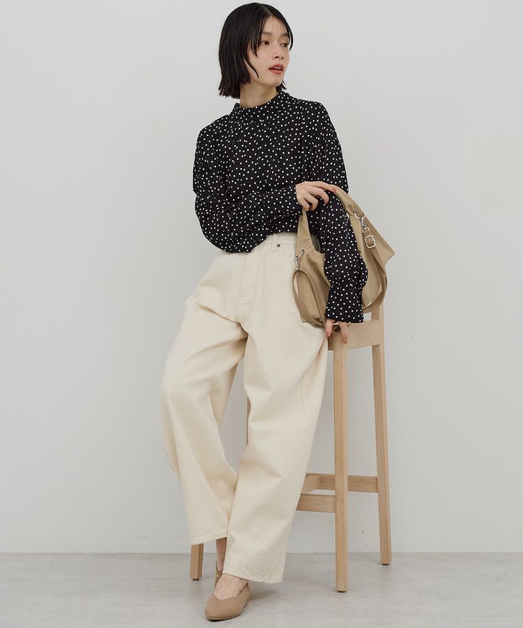 AMERICAN HOLIC「【イージーケア】ドット柄ボウタイブラウス」|シャツ・ブラウス|
