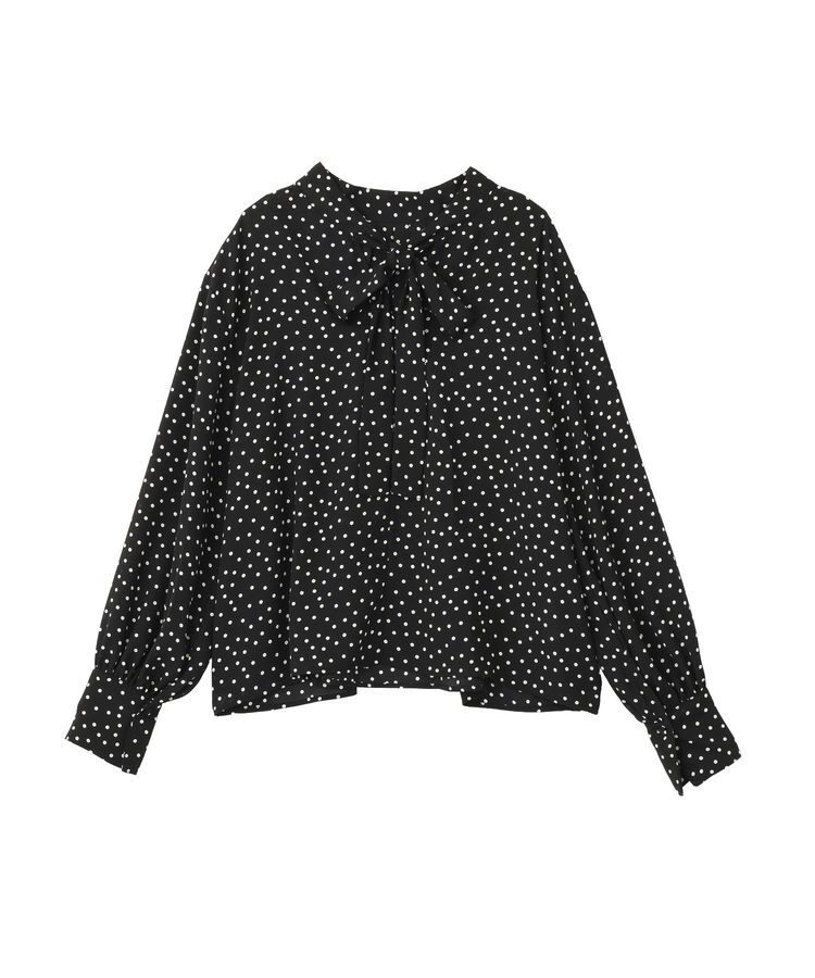 AMERICAN HOLIC「【イージーケア】ドット柄ボウタイブラウス」|シャツ・ブラウス|