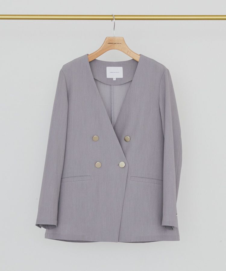 AMERICAN HOLIC「【イージーケア】ノーカラージャケット」|テーラードジャケット|