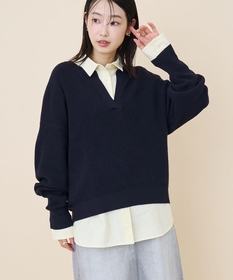 AMERICAN HOLIC「ワッフルライクニットプルオーバー」|ニット・セーター|