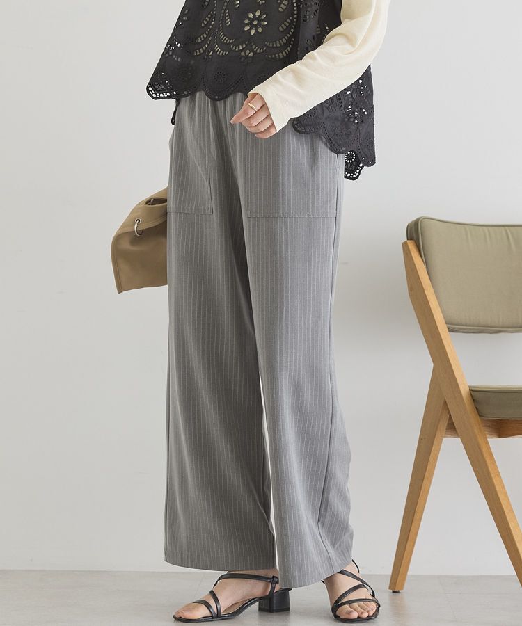 AMERICAN HOLIC「【イージーケア】ベイカーリラックスパンツ」|その他|ストライプグレー