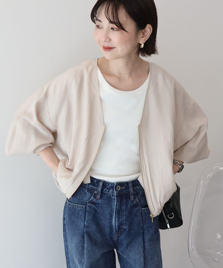 AMERICAN HOLIC「【UVカット+接触冷感】Vネックドルマンブルゾン」|ブルゾン・スタジャン|Light beige