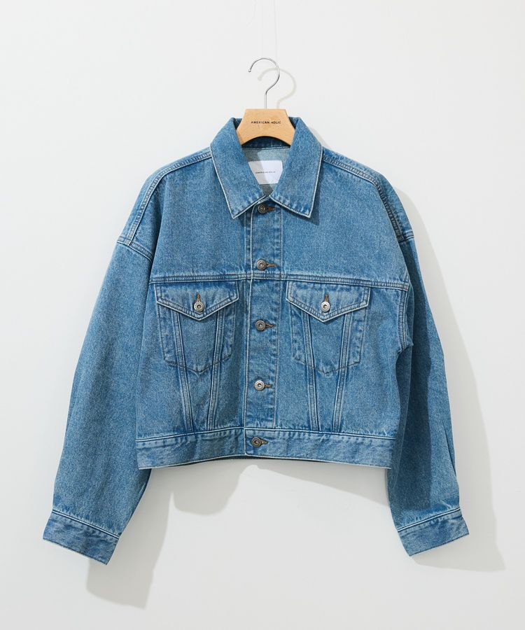 AMERICAN HOLIC「ショート丈デニムジャケット」|テーラードジャケット|