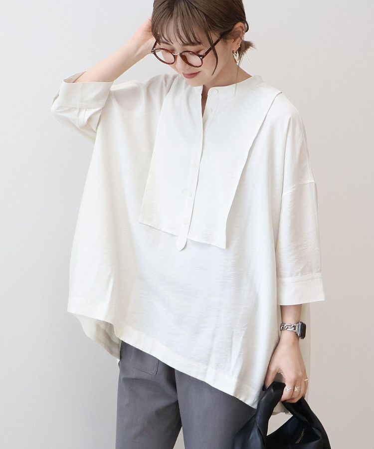 AMERICAN HOLIC「【WEB限定】接触冷感バンドカラーシャツチュニック」|シャツ・ブラウス|Ivory