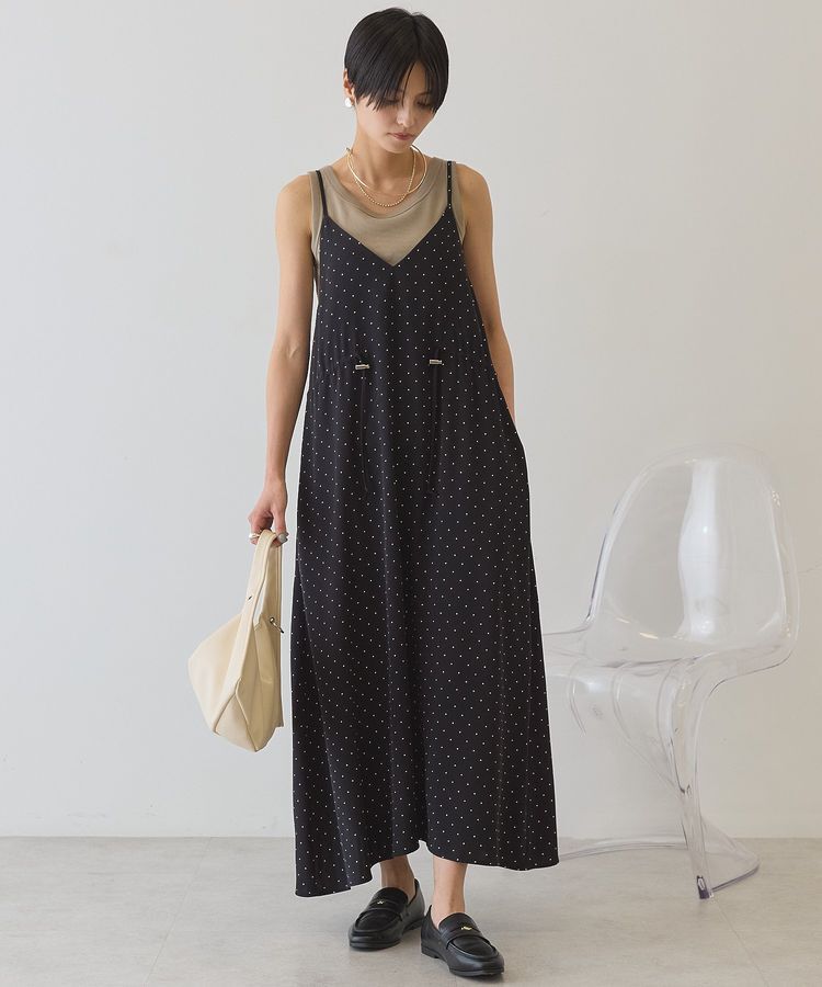AMERICAN HOLIC「サイドシャーリングVネックドットキャミワンピース」|ワンピース|