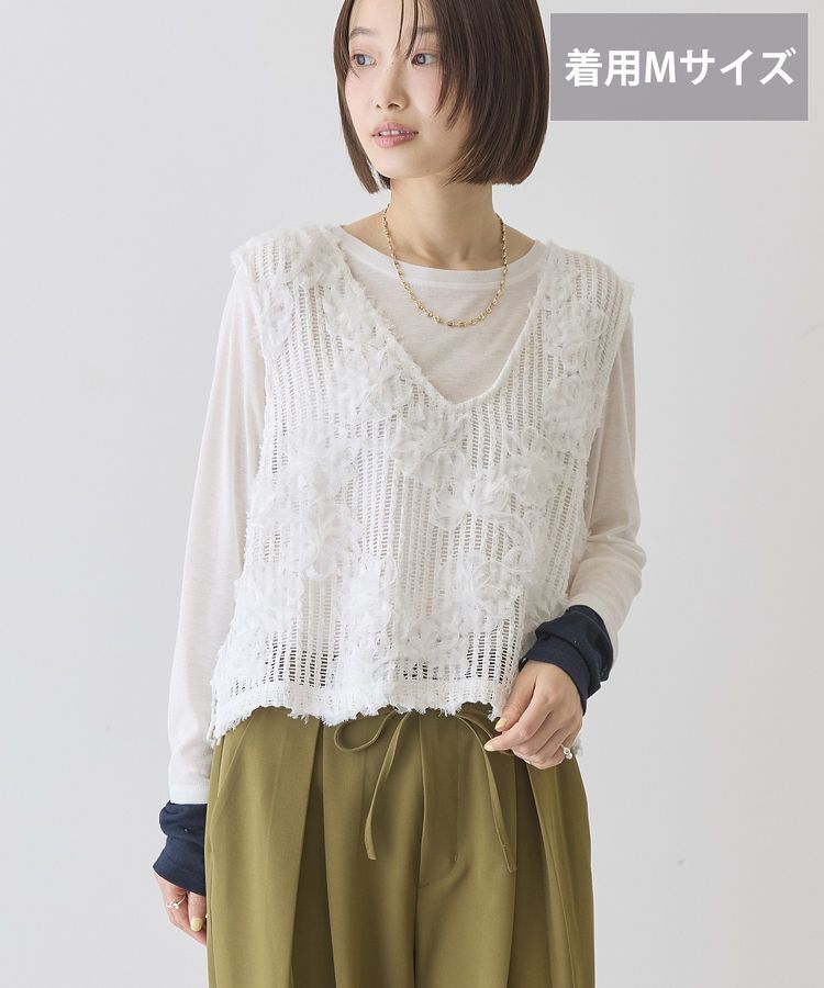 AMERICAN HOLIC「【選べる丈】Vネックレースベスト」|ベスト・ジレ|Off White