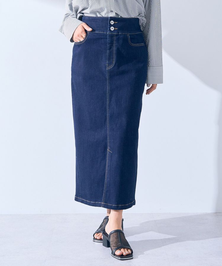 YECCA VECCA「ハイウエストデニムスカート」|タイト|