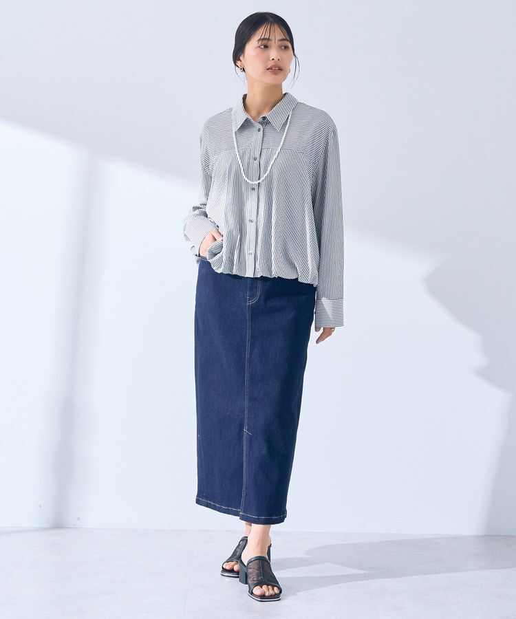 YECCA VECCA「ハイウエストデニムスカート」|タイト|