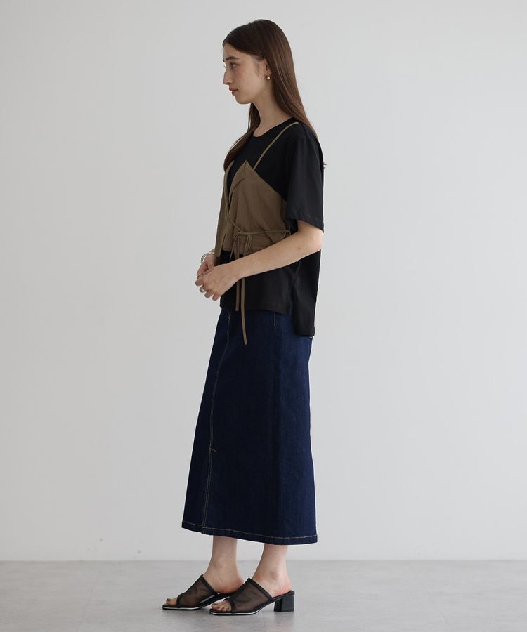 YECCA VECCA「ハイウエストデニムスカート」|タイト|