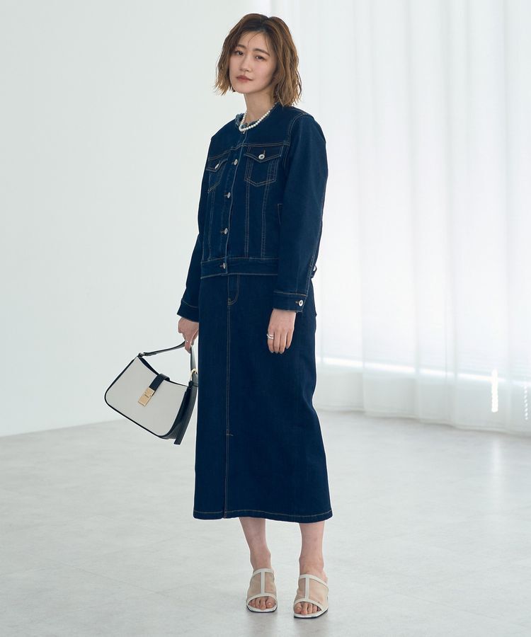 YECCA VECCA「ハイウエストデニムスカート」|タイト|