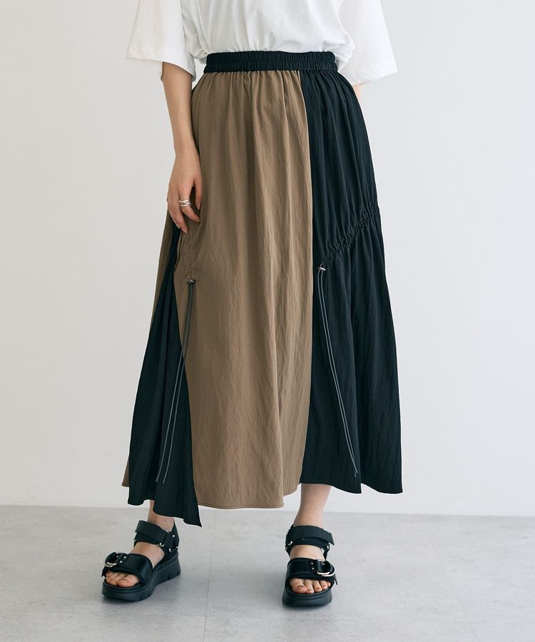Editt by YECCA VECCA「ドロストデザインロングスカート」|フレア|