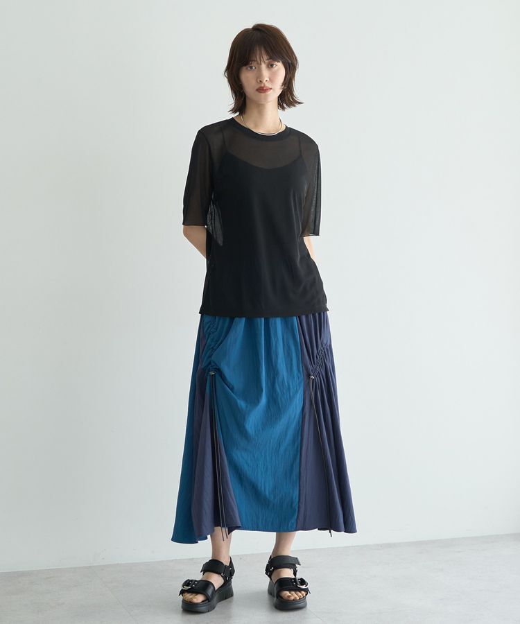 Editt by YECCA VECCA「ドロストデザインロングスカート」|フレア|
