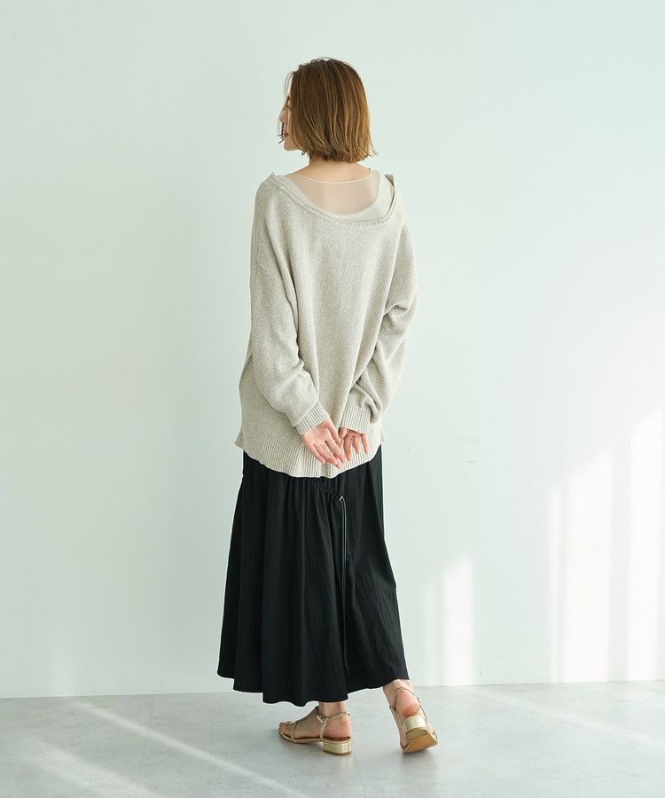 Editt by YECCA VECCA「ドロストデザインロングスカート」|フレア|